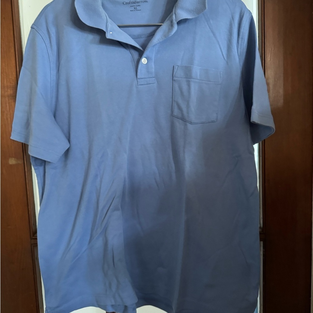 Croft & Barrow Blue Polo Shirt Relaxed Fit Cotton Blend - Picture 2 of 5